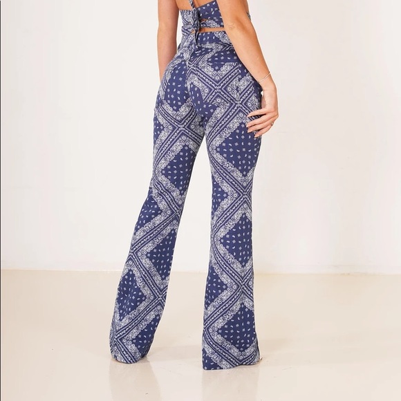 Blue Paisley Hand Made Flair Jeans - Picture 3 of 3